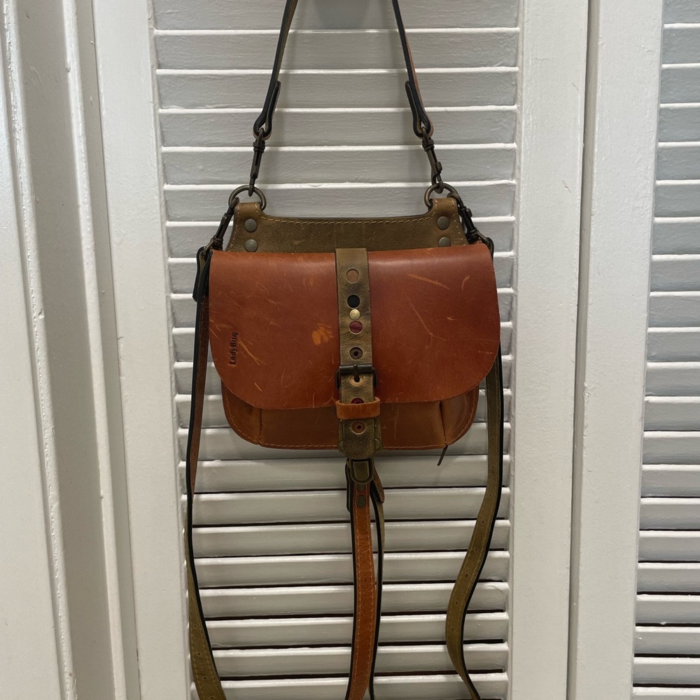 Handmade Leather Backpack Crossbody Bag: Small Zipper Toted plus Mouse Keychain